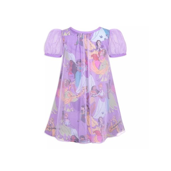 Disney Princess Jersey Knit Nightgown with Glittering Mesh for Girls - Picture 2 of 4